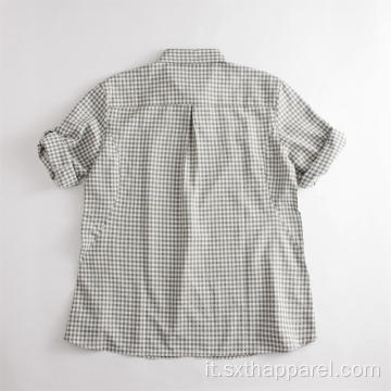 Camicia da uomo resistente ai raggi UV a quadri con maniche a 3/4